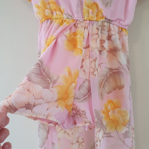 Mango Size 10 Girls Youth Jumpsuit with Trail Pink and Yellow Summer Dress - Picture 3 of 8